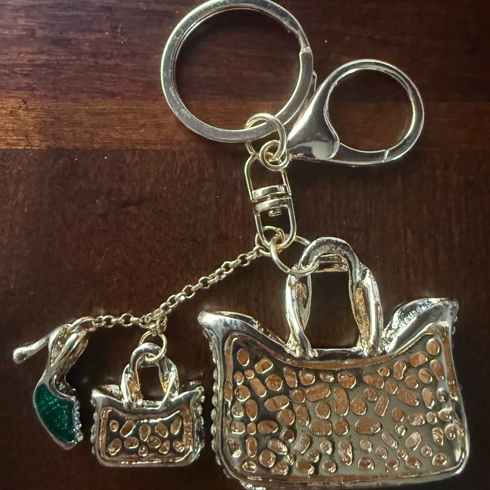 High heel Green Handbag Keychain with Purse and rhinestones bling. - Picture 2 of 2